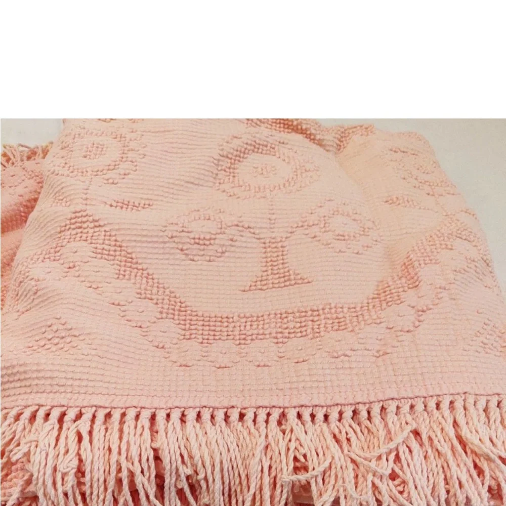 Vintage Morgan Jones Minuet Pink Bedspread Hobnail Candlewick Bedspread